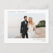 Minimale moderne getrouwde kerst 2 foto feestdagenkaart (Voorkant)