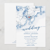 Minimale Moderne Gloucester MA Kaart Bruiloft (Voorkant / Achterkant)