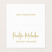Minimale moderne Gold Colour Lettering en QR-code Visitekaartje (Buitenkant ongevouwen)