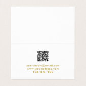 Minimale moderne Gold Colour Lettering en QR-code Visitekaartje (Binnenkant ongevouwen)