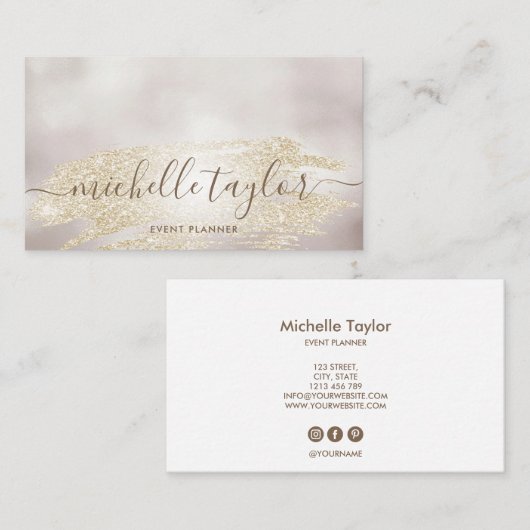 Minimale moderne goudborstelhandtekening visitekaartje (Voorkant / Achterkant)