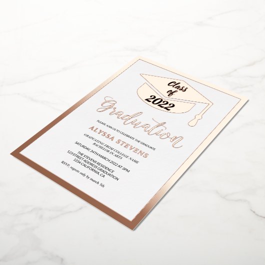Minimale moderne gouden afstuderen voor roos folie uitnodiging (Gedraaid)