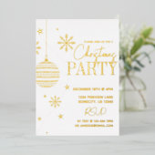 Minimale moderne gouden en witte kerstfeest  folie feestdagenkaart (Staand Voorkant)