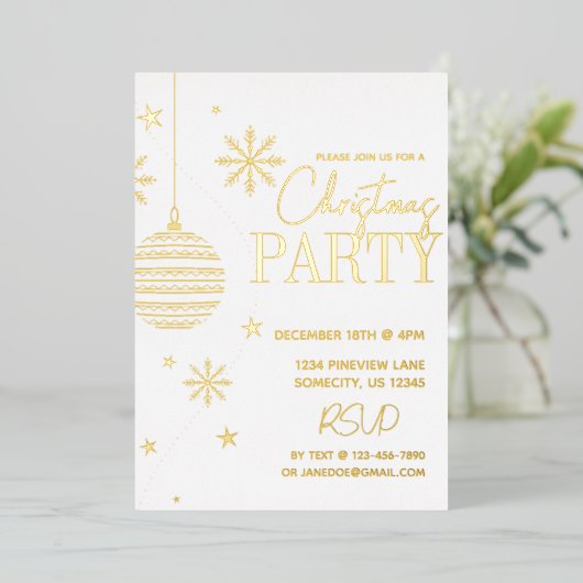 Minimale moderne gouden en witte kerstfeest  folie feestdagenkaart (Staand Voorkant)