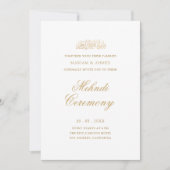 Minimale moderne gouden script Henna Mehndi-ceremo Kaart (Voorkant)