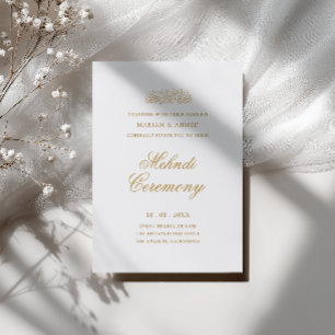 Minimale moderne gouden script Henna Mehndi-ceremo Kaart