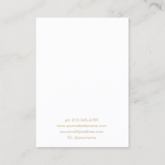 Minimale Moderne Gouden Witte Sieraden Oorbel Disp Visitekaartje (Achterkant)