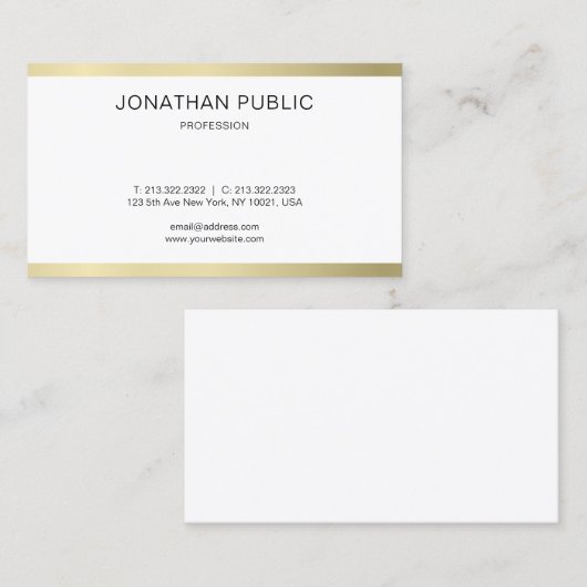 Minimale moderne goudgoudlook luxe rendy visitekaartje (Voorkant / Achterkant)