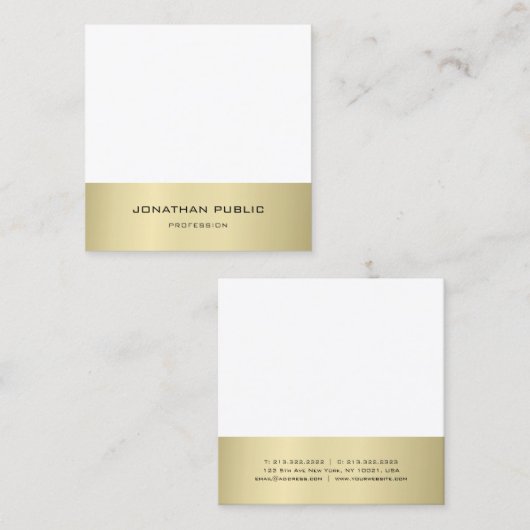 Minimale, moderne goudvormendaags design vierkante visitekaartje (Voorkant / Achterkant)