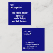 Minimale moderne Grafisch ontwerp Blauw Vierkante Visitekaartje (Voorkant / Achterkant)