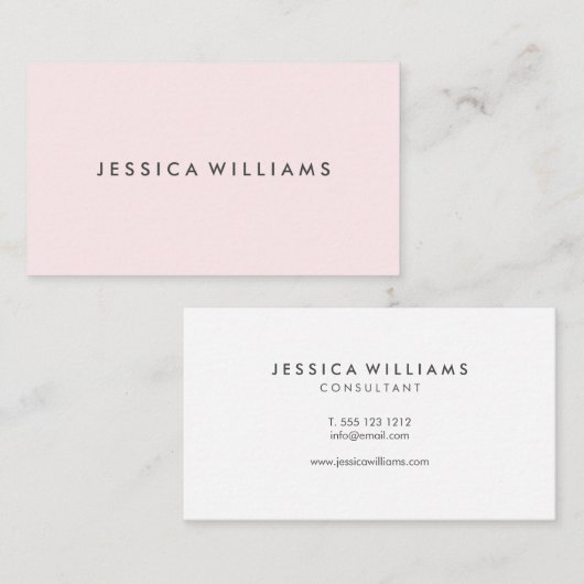 Minimale moderne grafische Blush roze Visitekaartje (Voorkant / Achterkant)