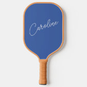 Minimale moderne grafische kalligrafie Naam Blauw Pickleball Paddle (Achterkant)