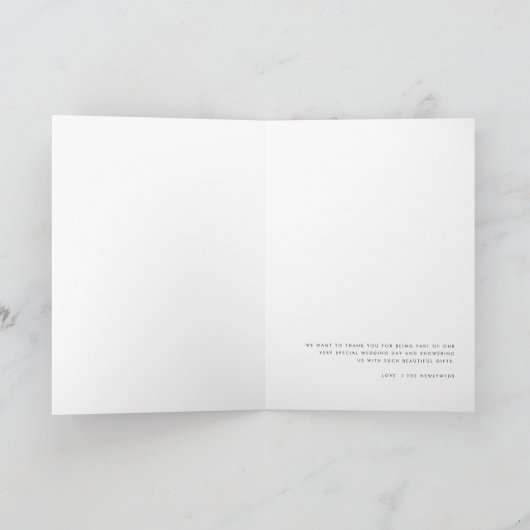 Minimale moderne grafische typografie Foto bruilof Bedankkaart (Binnen)