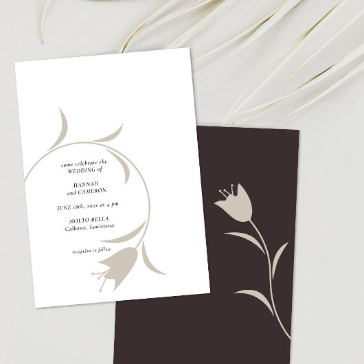Minimale moderne greige & espresso bloem kaart