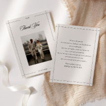 Minimale moderne grens foto bruiloft bedankkaart