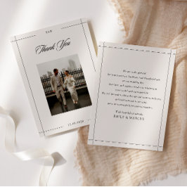 Minimale moderne grens foto bruiloft bedankkaart kaart
