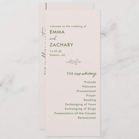 Minimale moderne grijze bruiloft programmakaart (Voorkant / Achterkant)