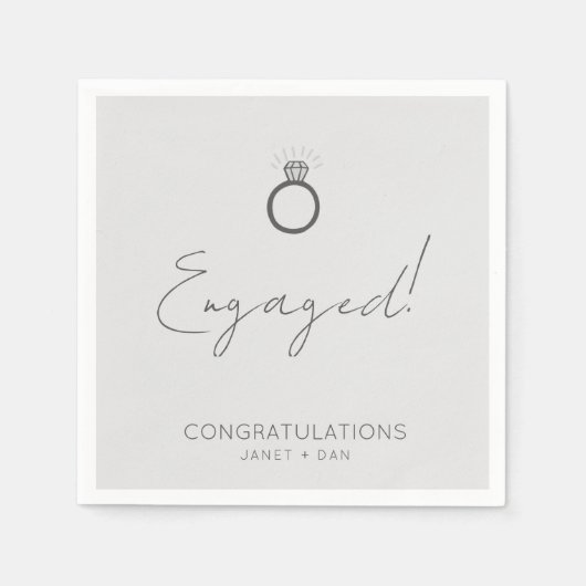 Minimale moderne Grijze Engagement Party Servet (Voorkant)
