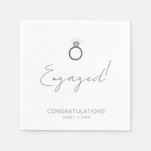 Minimale moderne Grijze Engagement Party Servet (Voorkant)