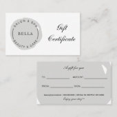 Minimale Moderne Grijze Salon Spa Cadeaubon Aanbevelingskaartje (Voorkant / Achterkant)