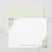 Minimale moderne groen eenvoudige rustieke briefpa notitiekaartje (Voorkant / Achterkant)