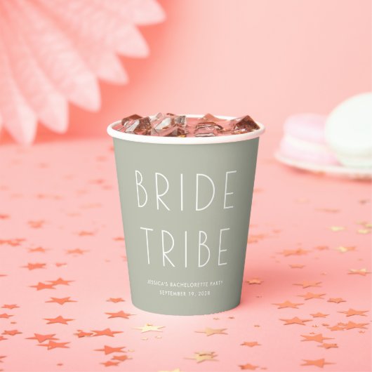 Minimale moderne groene bride Tribe Bachelorette Papieren Bekers (Insitu)
