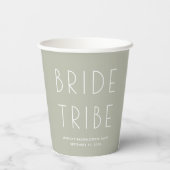 Minimale moderne groene bride Tribe Bachelorette Papieren Bekers (Achterkant)