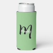 Minimale moderne groene monogram naam + Initiaal Seltzer Blikjeskoeler (Seltzer Achterkant)