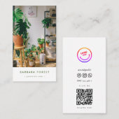 Minimale moderne groene Plant Garden Qr-code Visitekaartje (Voorkant / Achterkant)