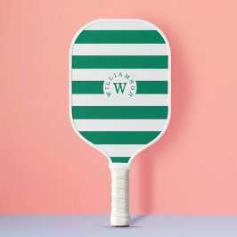 Minimale moderne groene streep aangepaste monogram pickleball paddle