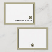 Minimale moderne groenmonogram notitiekaartje (Voorkant / Achterkant)