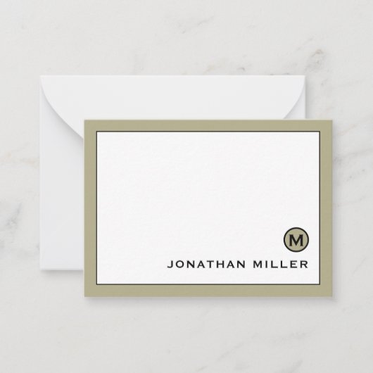 Minimale moderne groenmonogram notitiekaartje (Voorkant)