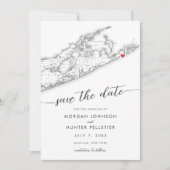 Minimale moderne Gurney's Montauk Resort bruiloft Save The Date (Voorkant)