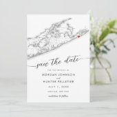 Minimale moderne Gurney's Montauk Resort bruiloft Save The Date (Staand voorkant)