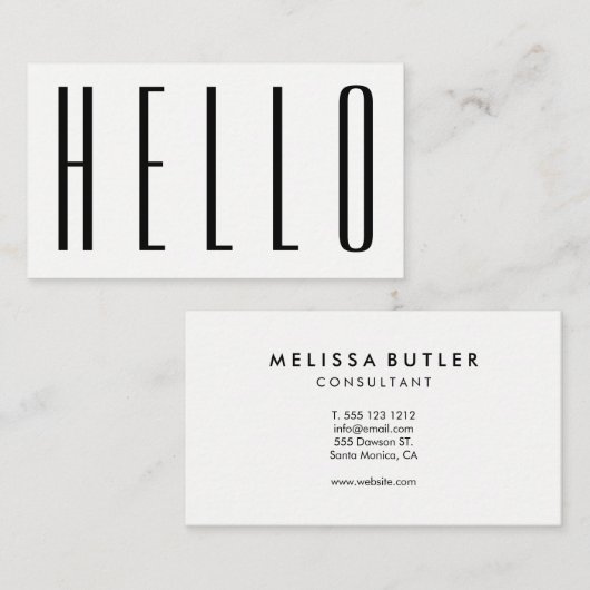Minimale moderne Hallo Visitekaartje (Voorkant / Achterkant)