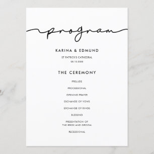 Minimale moderne handgeschreven kalligrafie programmakaart