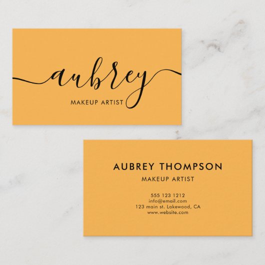 Minimale moderne handgeschreven kalligrafie visitekaartje (Voorkant / Achterkant)