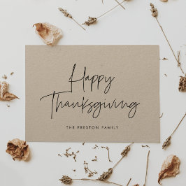 Minimale moderne Happy Thanksgiving kraft Feestdagenkaart