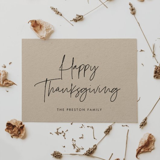 Minimale moderne Happy Thanksgiving kraft Feestdagenkaart