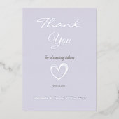 Minimale Moderne Hart en Manuscript Dank u Folie Uitnodiging (Voorkant)