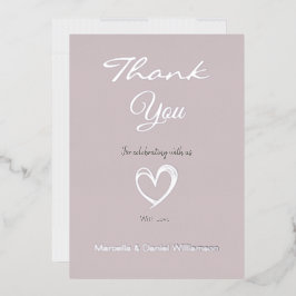 Minimale Moderne Hart en Manuscript Dank u Folie Uitnodiging