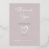 Minimale Moderne Hart en Manuscript Dank u Folie Uitnodiging (Voorkant)