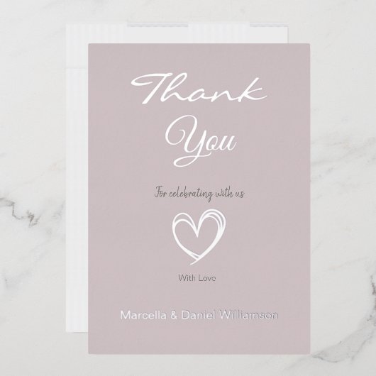 Minimale Moderne Hart en Manuscript Dank u Folie Uitnodiging (Envelop)