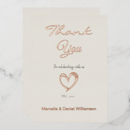 Minimale Moderne Hart en Manuscript Dank u Folie Uitnodiging