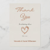 Minimale Moderne Hart en Manuscript Dank u Folie Uitnodiging (Voorkant)