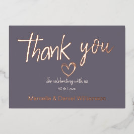 Minimale Moderne Hart en Manuscript Dank u Weddens Folie Uitnodiging