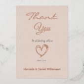 Minimale moderne hart- en schriftelijke bedankjes  folie uitnodiging (Voorkant)