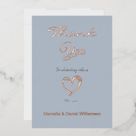 Minimale moderne hart- en script-bedankje folie uitnodiging