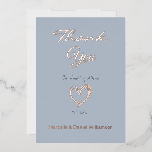 Minimale moderne hart- en script-bedankje folie uitnodiging (Envelop)
