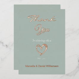 Minimale moderne hart- en script-bedankje folie uitnodiging